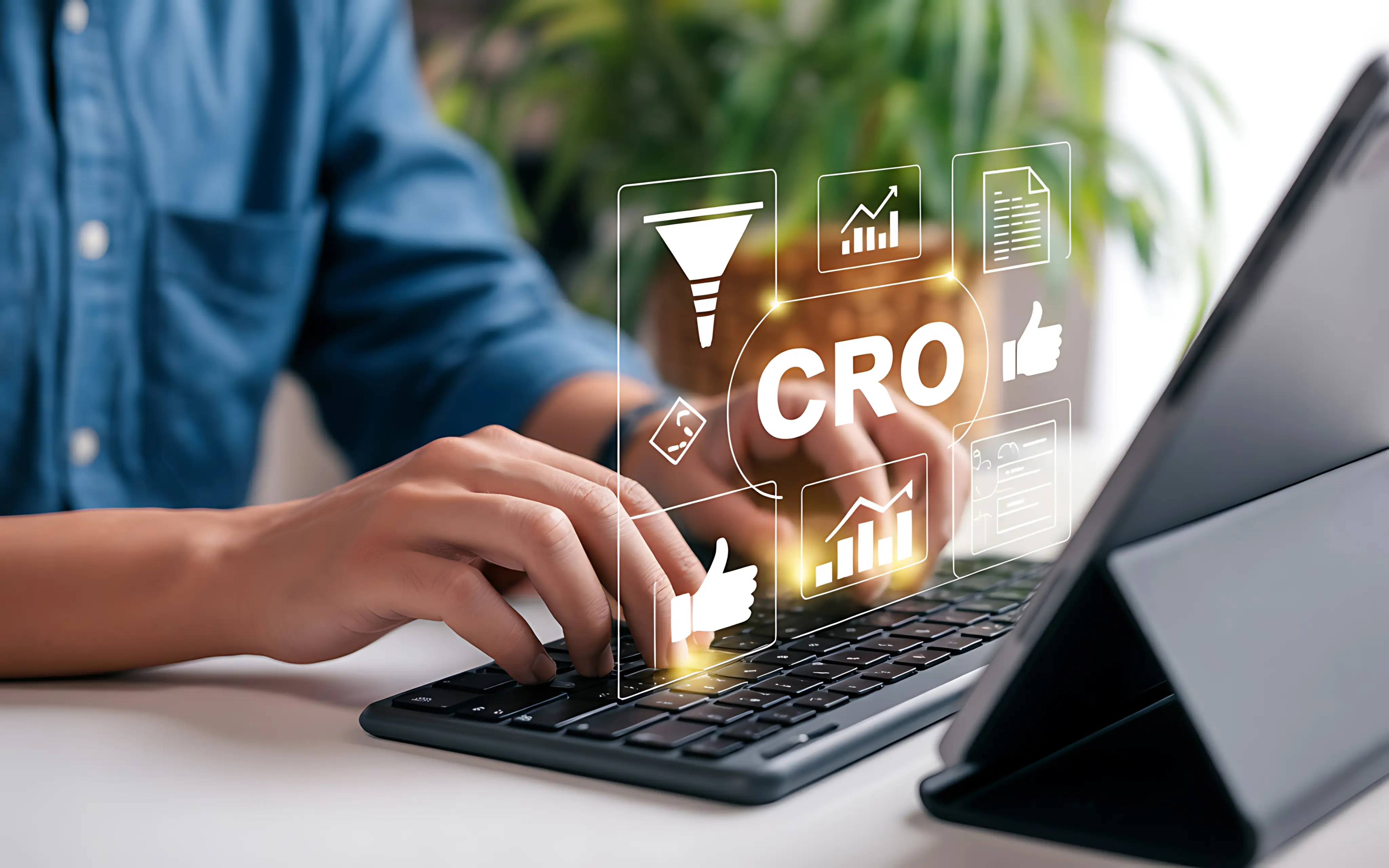Conversion rate optimization analytics on a laptop