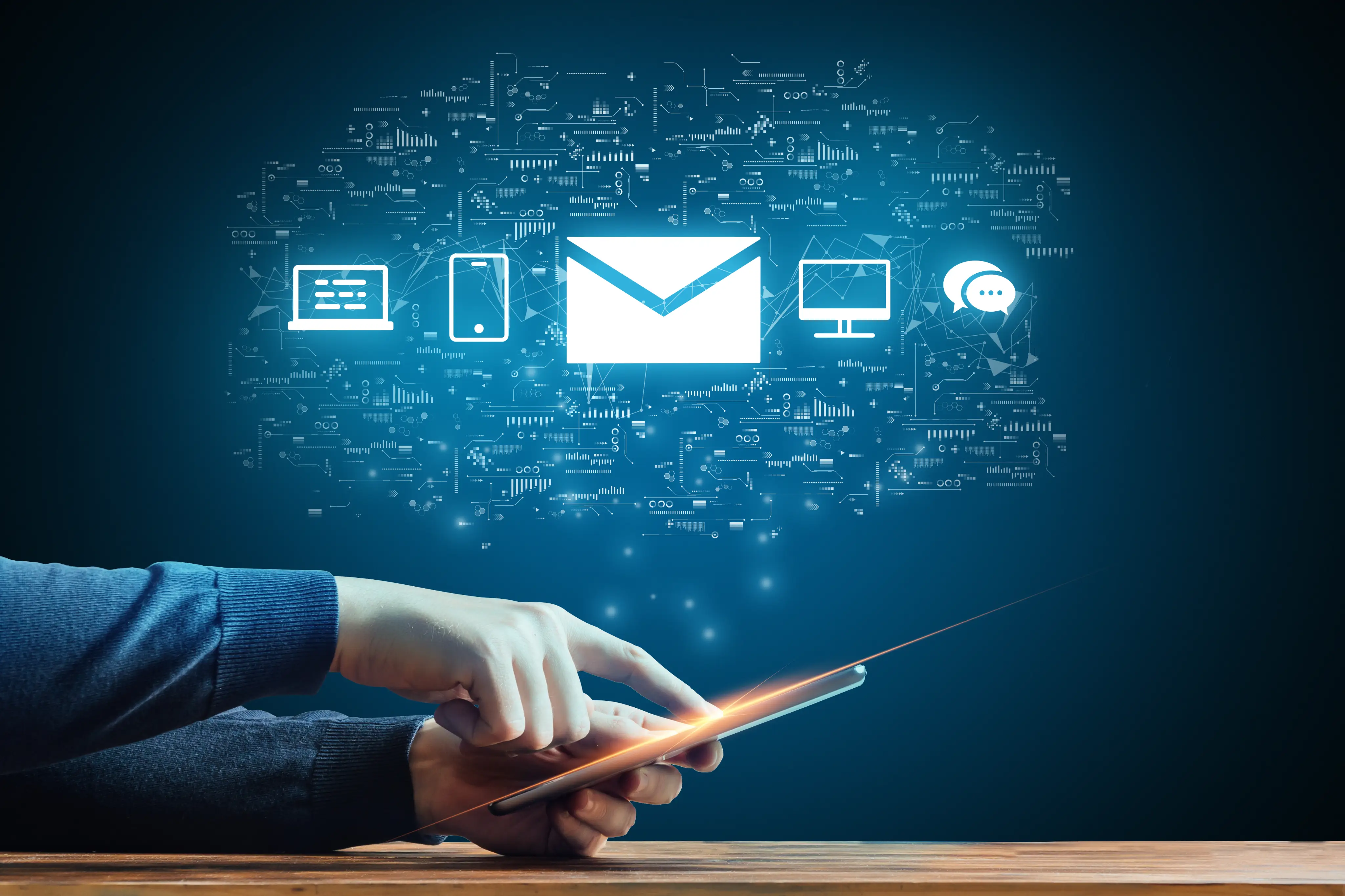 Email and SMS automation on a tablet interface