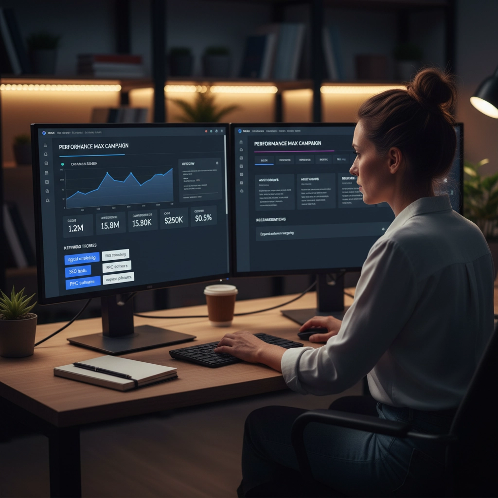 Product page SEO optimization on a laptop screen